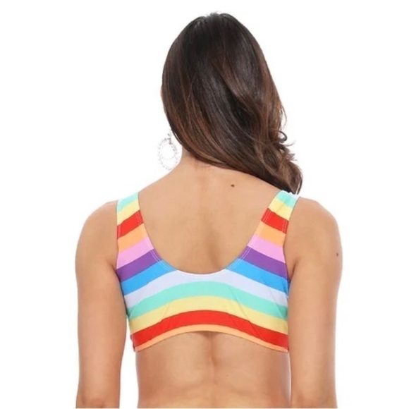 Beach Joy Rainbow Front Knot Bikini Top - Picture 2 of 11